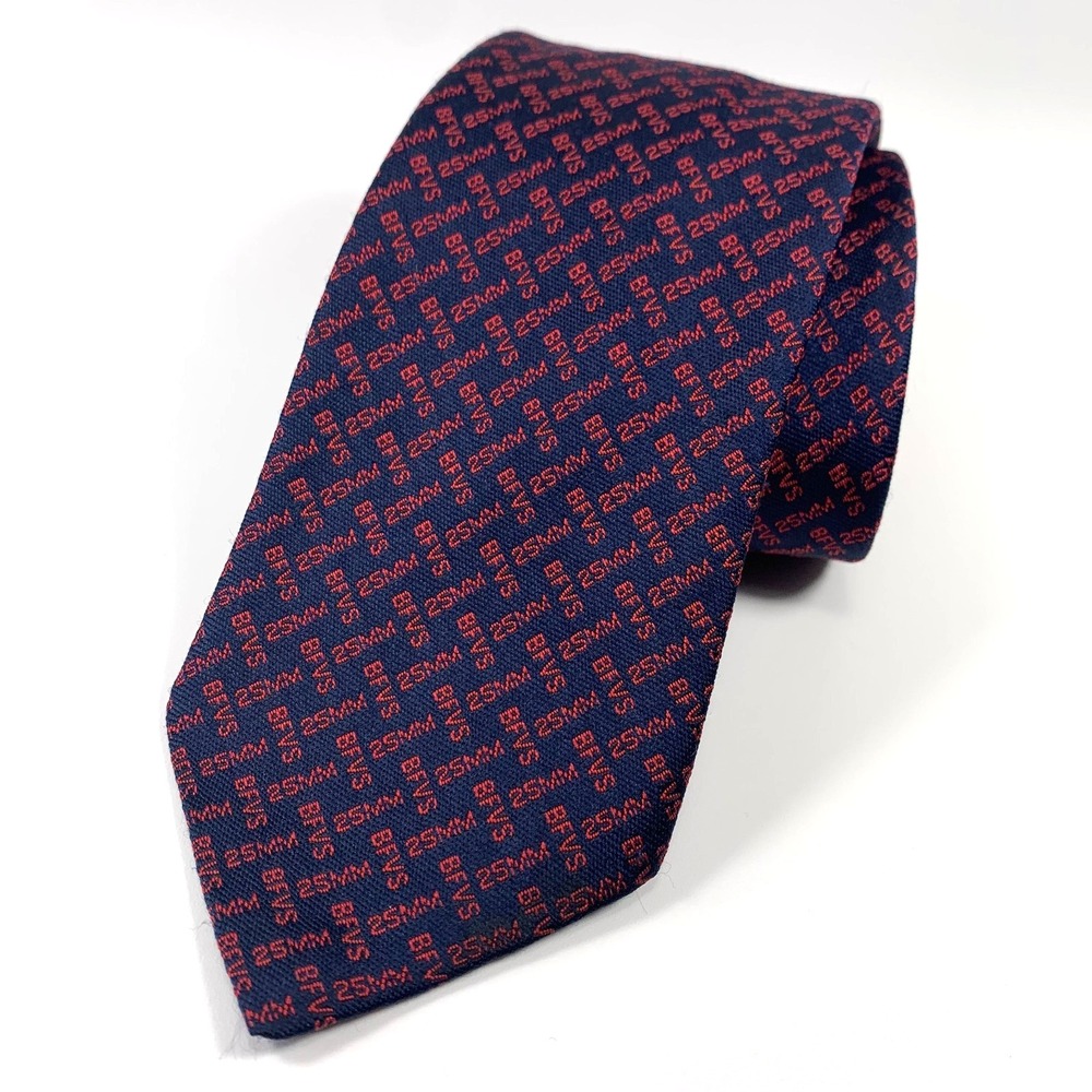 Vintage Givenchy Mens Tie Navy w/  Text 'BFVS 25MM Ammunition' Military RARE